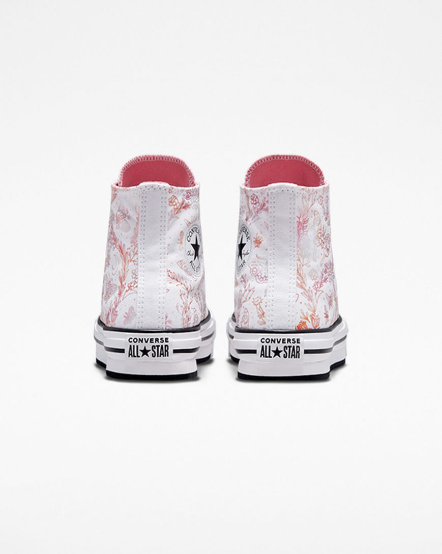 Girls' Converse Chuck Taylor All Star EVA Lift Butterfly Shine High Top Platform Shoes White / Pink / Black | AU 95314J